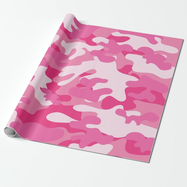 Pink Camouflage Matte Wrapping Paper (Unrolled)