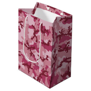 Pink camouflage medium gift bag