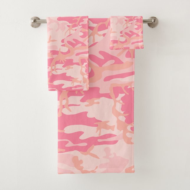 Pink Camouflage, Military, Army Bath Towel Set (Insitu)