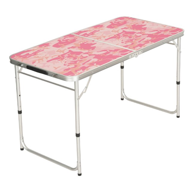 Pink Camouflage, Military, Army Beer Pong Table (Angled)