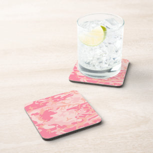 Pink Camouflage, Military, Army Beverage Coaster