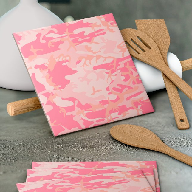 Pink Camouflage, Military, Army Ceramic Tile (Creator Uploaded)