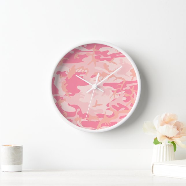 Pink Camouflage, Military, Army Clock (Home)
