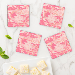 Pink Camouflage, Military, Army Coaster Set