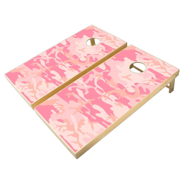 Pink Camouflage, Military, Army Cornhole Set (Angled)