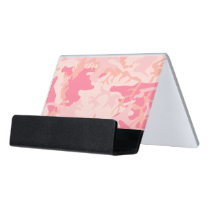 Pink Camouflage, Military, Army Desk Business Card Holder