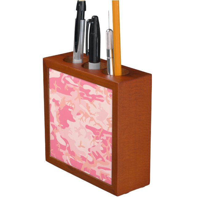 Pink Camouflage, Military, Army Desk Organizer (In Situ)