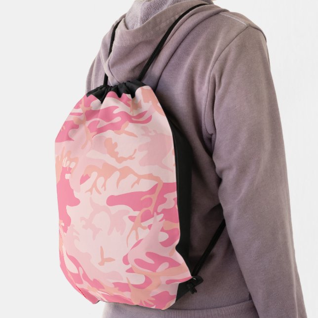 Pink Camouflage, Military, Army Drawstring Bag (Insitu)