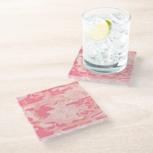 Pink Camouflage, Military, Army Glass Coaster