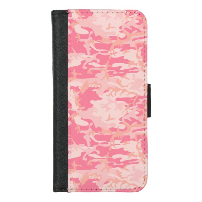 Pink Camouflage, Military, Army iPhone Wallet Case (Front)