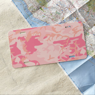 Pink Camouflage, Military, Army License Plate