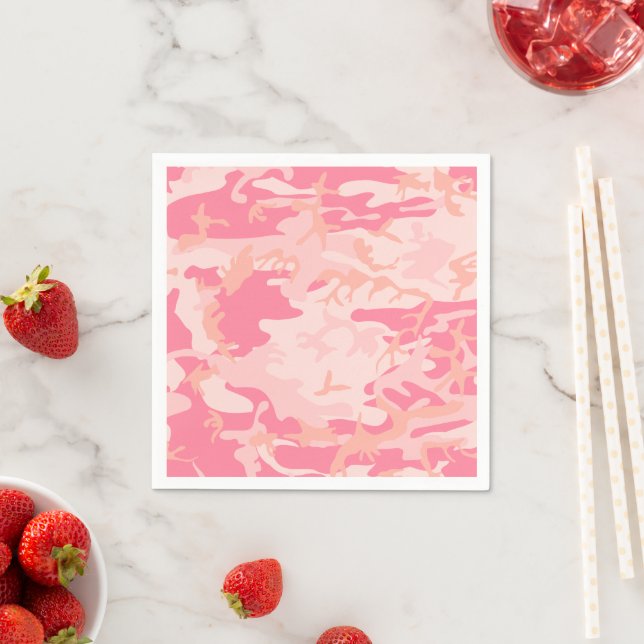 Pink Camouflage, Military, Army Napkins (Insitu)