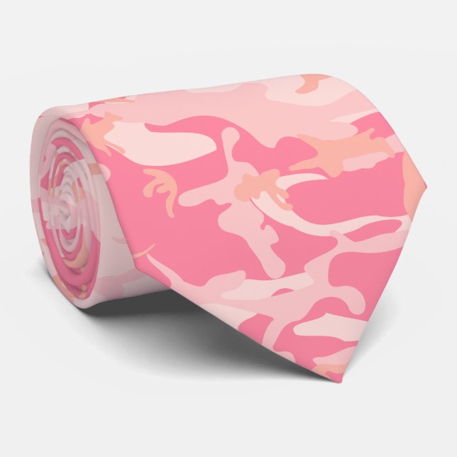 Pink Camouflage, Military, Army Neck Tie (Rolled)