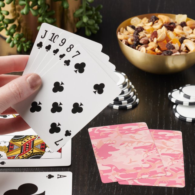 Pink Camouflage, Military, Army Poker Cards (In Situ)