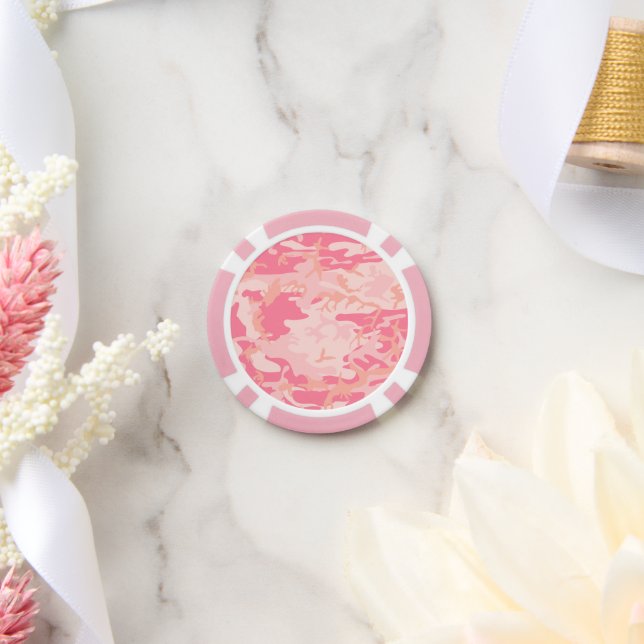 Pink Camouflage, Military, Army Poker Chips (Wedding)