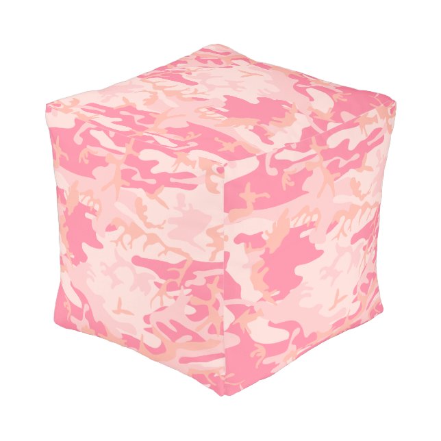 Pink Camouflage, Military, Army Pouf (Angled Back)