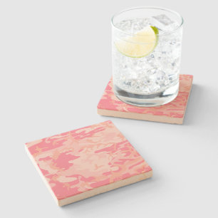 Pink Camouflage, Military, Army Stone Coaster