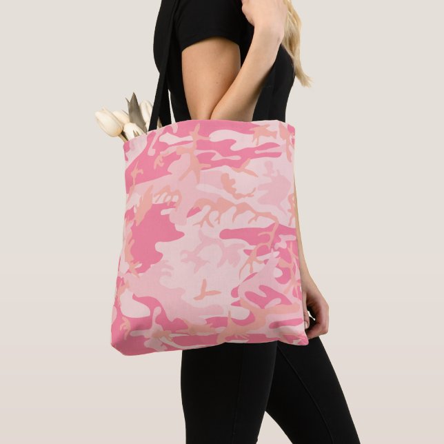 Pink Camouflage, Military, Army Tote Bag (Close Up)