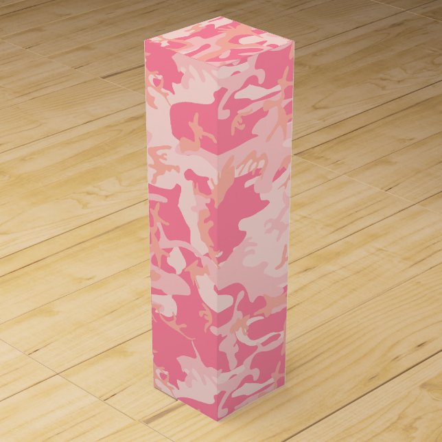 Pink Camouflage, Military, Army Wine Box (Front)