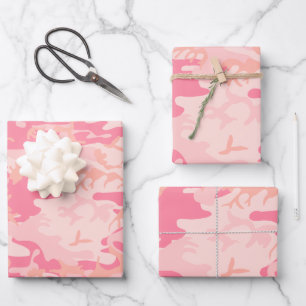 Pink Camouflage, Military, Army Wrapping Paper Sheets