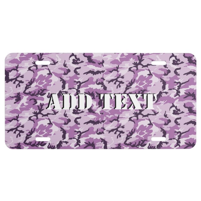 Pink Camouflage Military Pattern License Plate (Front)