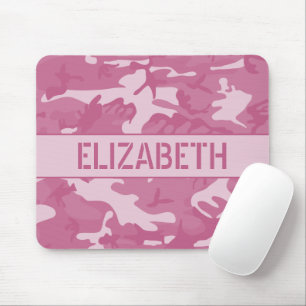 Pink Camouflage Monogrammed Mouse Pad