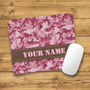 Pink camouflage mouse pad