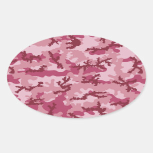 Pink camouflage oval sticker