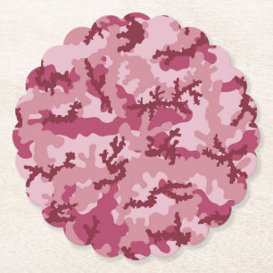 Pink camouflage paper coaster