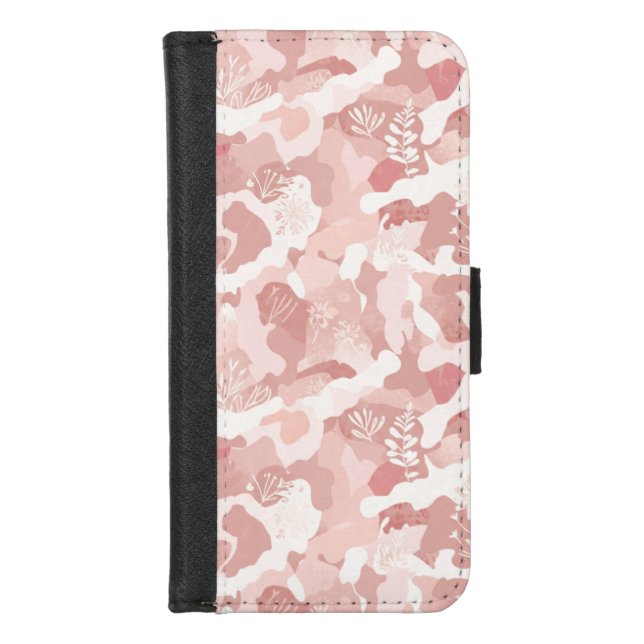 Pink Camouflage Pattern iPhone Wallet Case (Front)