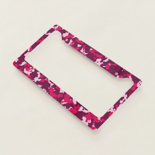 Pink Camouflage Pattern License Plate Frame