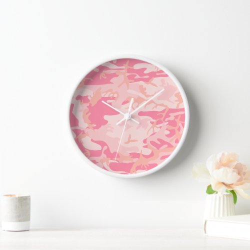 Pink Camouflage Pattern Military Pattern Army Clock