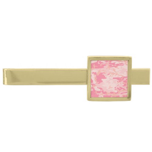Pink Camouflage Pattern Military Pattern Army Gold Finish Tie Bar