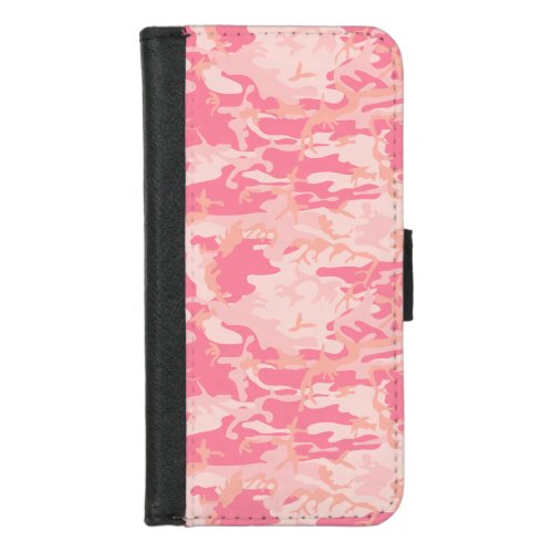 Pink Camouflage Pattern Military Pattern Army iPhone 87 Wallet Case