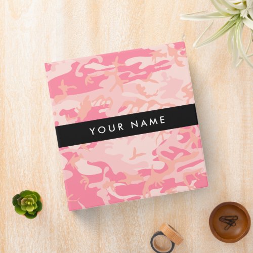 Pink Camouflage Pattern Your name Personalize 3 Ring Binder