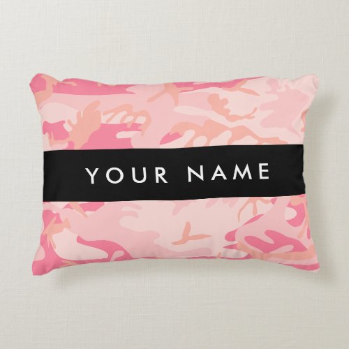 Pink Camouflage Pattern Your name Personalize Accent Pillow