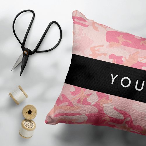 Pink Camouflage Pattern Your name Personalize Accent Pillow