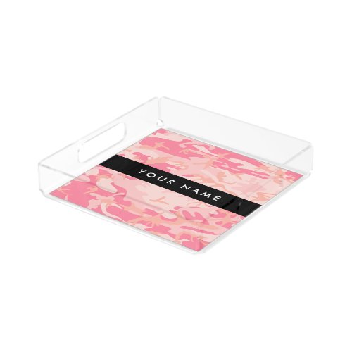 Pink Camouflage Pattern Your name Personalize Acrylic Tray