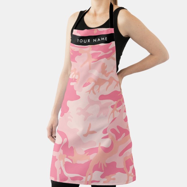 Pink Camouflage Pattern, Your name, Personalize Apron (Insitu)