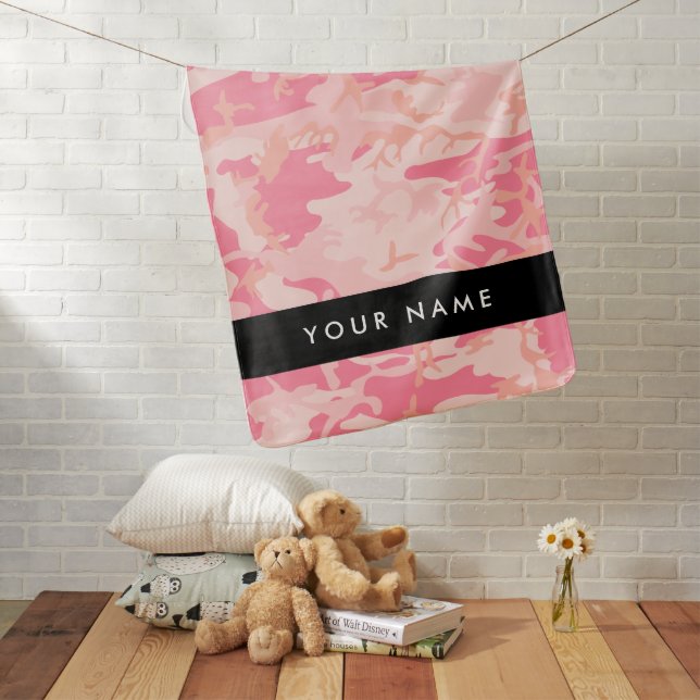 Pink Camouflage Pattern, Your name, Personalize Baby Blanket (In Situ)