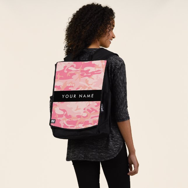 Pink Camouflage Pattern, Your name, Personalize Backpack (Worn)