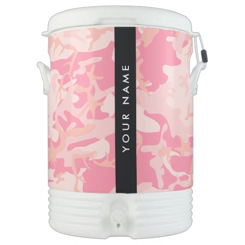 Pink Camouflage Pattern Your name Personalize Beverage Cooler