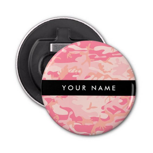 Pink Camouflage Pattern Your name Personalize Bottle Opener