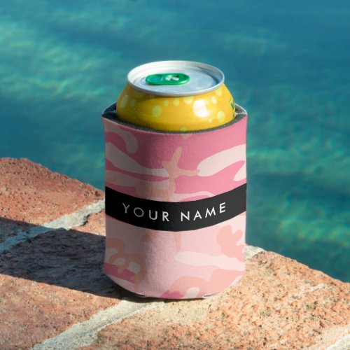 Pink Camouflage Pattern Your name Personalize Can Cooler