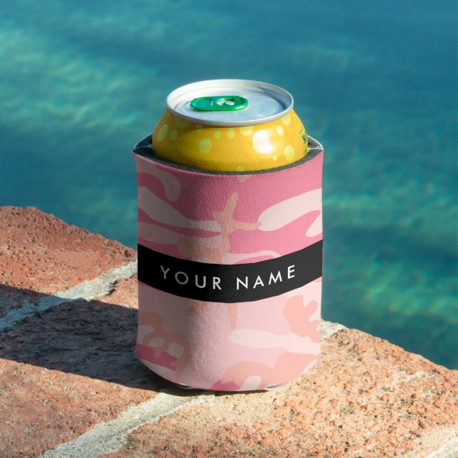 Pink Camouflage Pattern, Your name, Personalize Can Cooler (In Situ Pool)