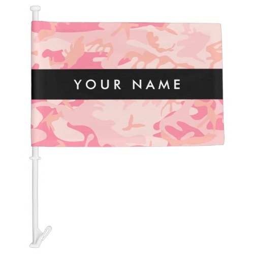 Pink Camouflage Pattern Your name Personalize Car Flag