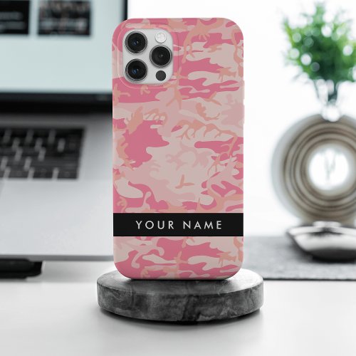 Pink Camouflage Pattern Your name Personalize iPhone 15 Pro Max Case