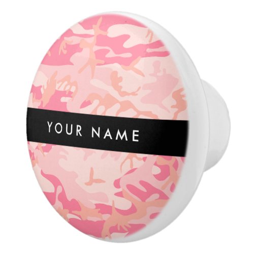 Pink Camouflage Pattern Your name Personalize Ceramic Knob