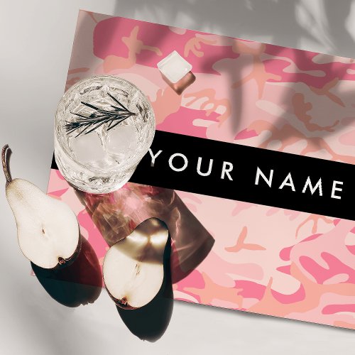 Pink Camouflage Pattern Your name Personalize Cloth Placemat