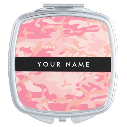 Pink Camouflage Pattern Your name Personalize Compact Mirror